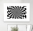 Optical illusion - chessboard swirl, by Daniel Danco on GIANT ART - black vector illustration