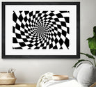 Optical illusion - chessboard swirl, by Daniel Danco on GIANT ART - black vector illustration