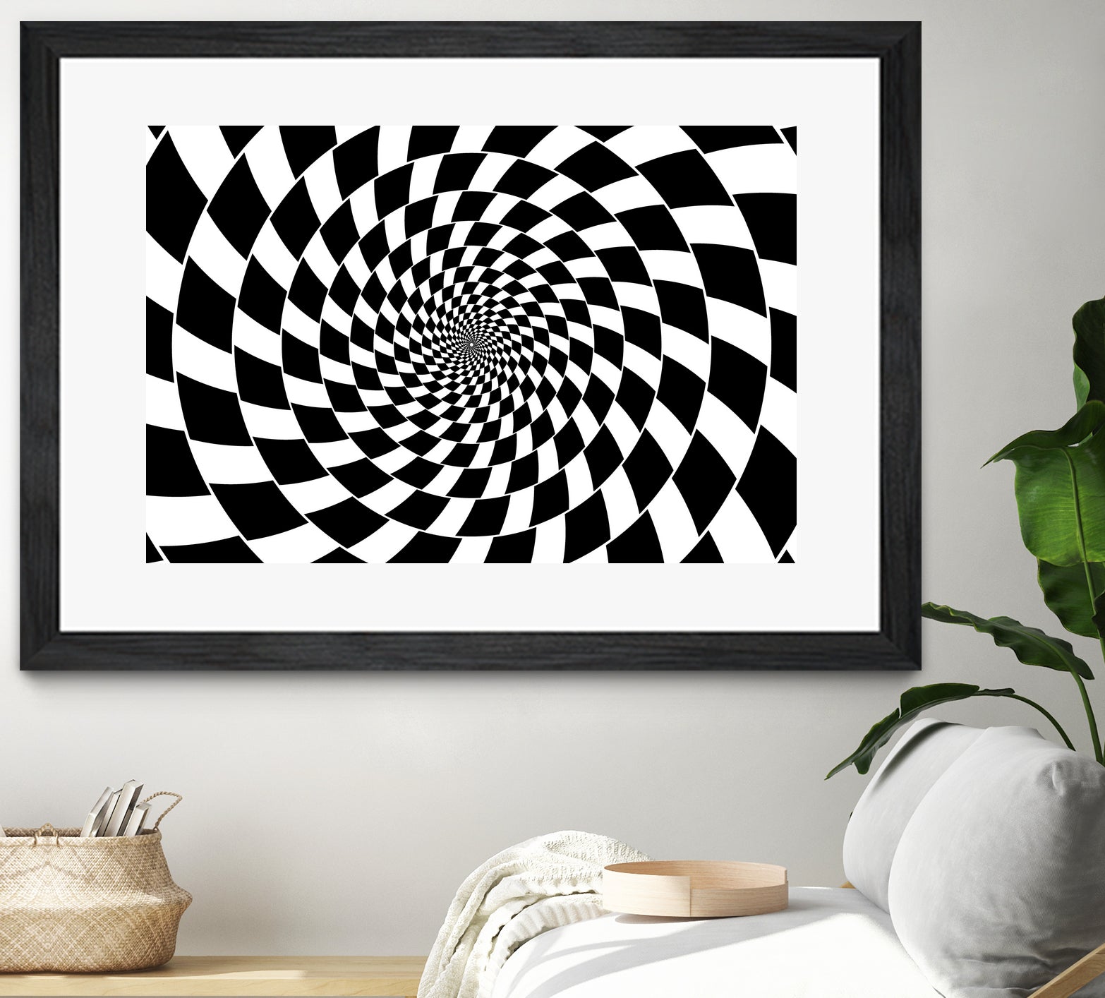 Optical illusion - chessboard swirl, by Daniel Danco on GIANT ART - black vector illustration