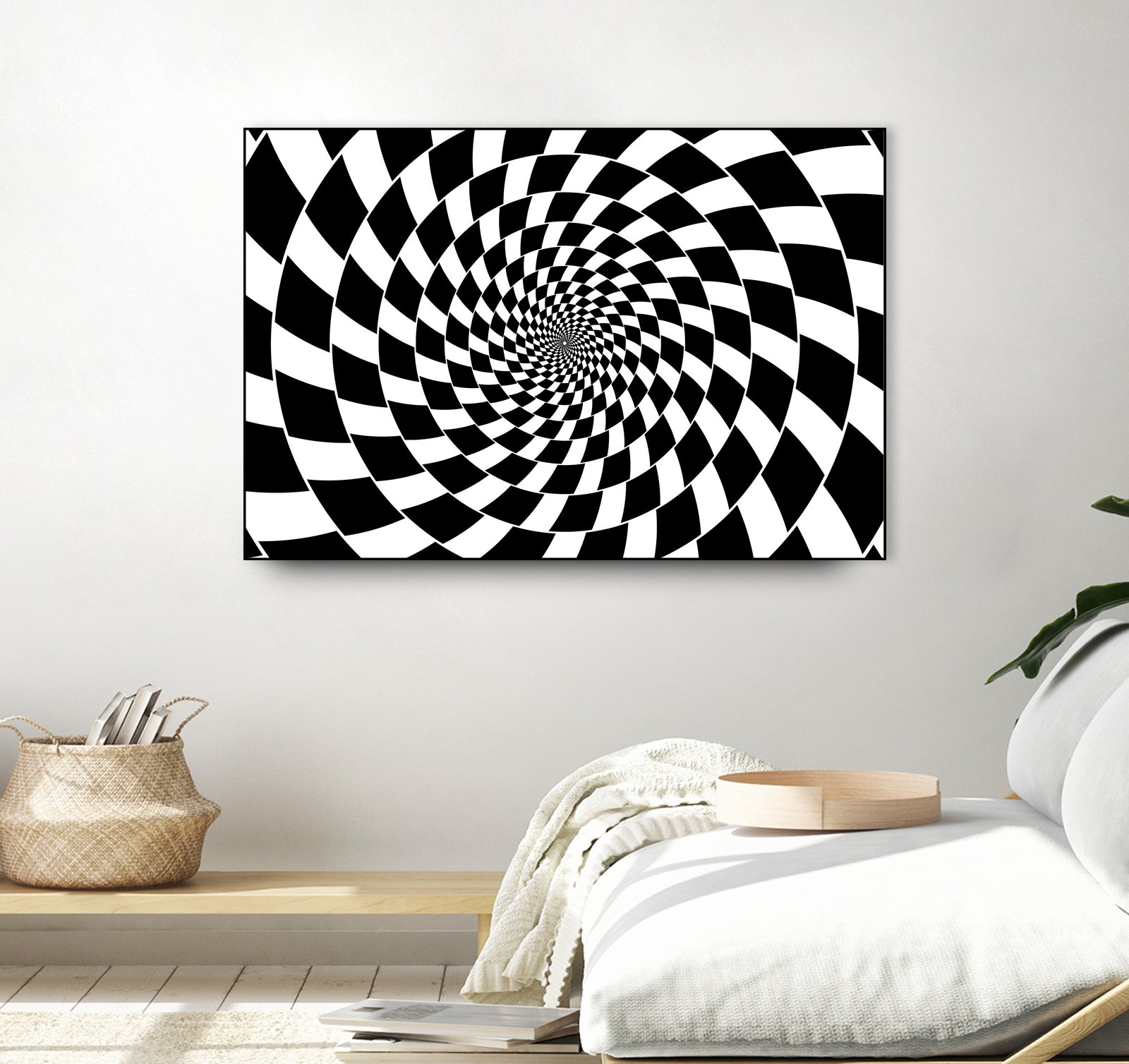 Optical illusion - chessboard swirl, by Daniel Danco on GIANT ART - black vector illustration