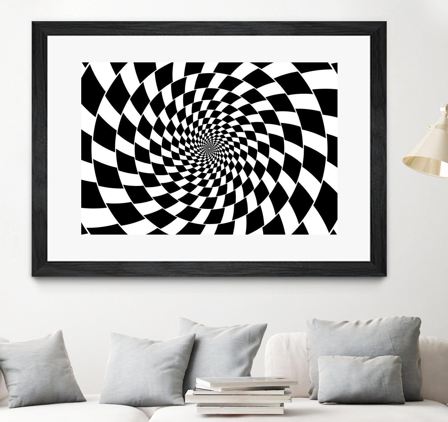 Optical illusion - chessboard swirl, by Daniel Danco on GIANT ART - black vector illustration