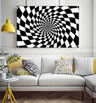 Optical illusion - chessboard swirl, by Daniel Danco on GIANT ART - black vector illustration