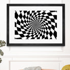 Optical illusion - chessboard swirl, by Daniel Danco on GIANT ART - black vector illustration