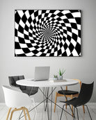 Optical illusion - chessboard swirl, by Daniel Danco on GIANT ART - black vector illustration