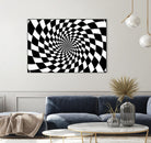 Optical illusion - chessboard swirl, by Daniel Danco on GIANT ART - black vector illustration