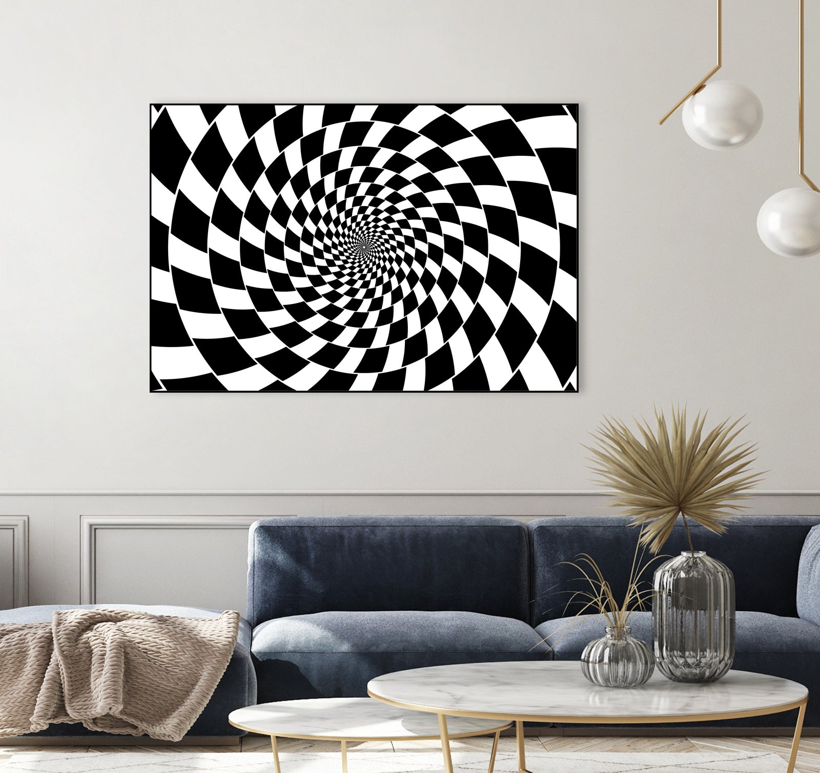 Optical illusion - chessboard swirl, by Daniel Danco on GIANT ART - black vector illustration