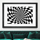 Optical illusion - chessboard swirl, by Daniel Danco on GIANT ART - black vector illustration