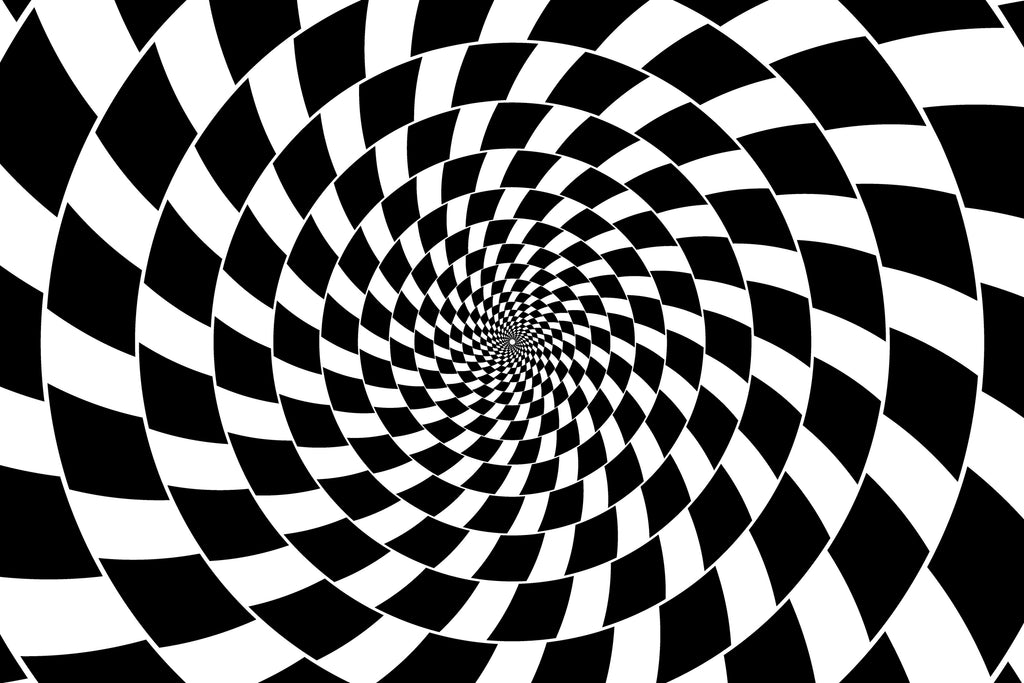 Optical illusion - chessboard swirl, by Daniel Danco on GIANT ART - black vector illustration