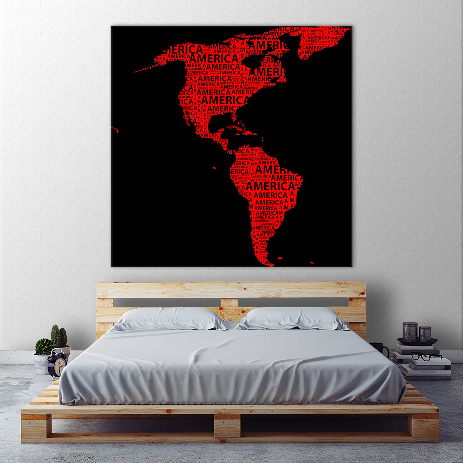 Map of continent America - illustration by Daniel Danco on GIANT ART - red vector illustration