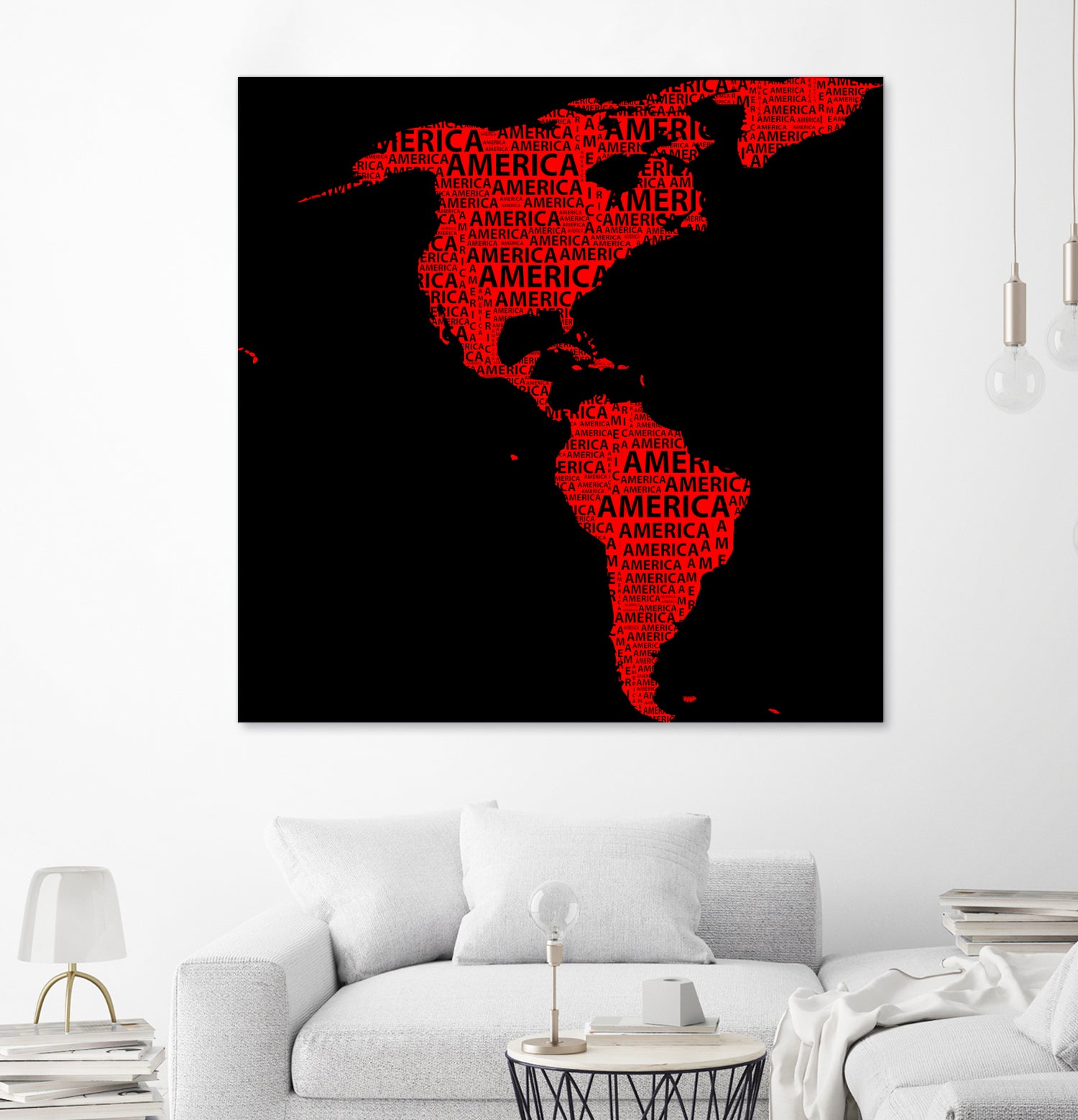 Map of continent America - illustration by Daniel Danco on GIANT ART - red vector illustration