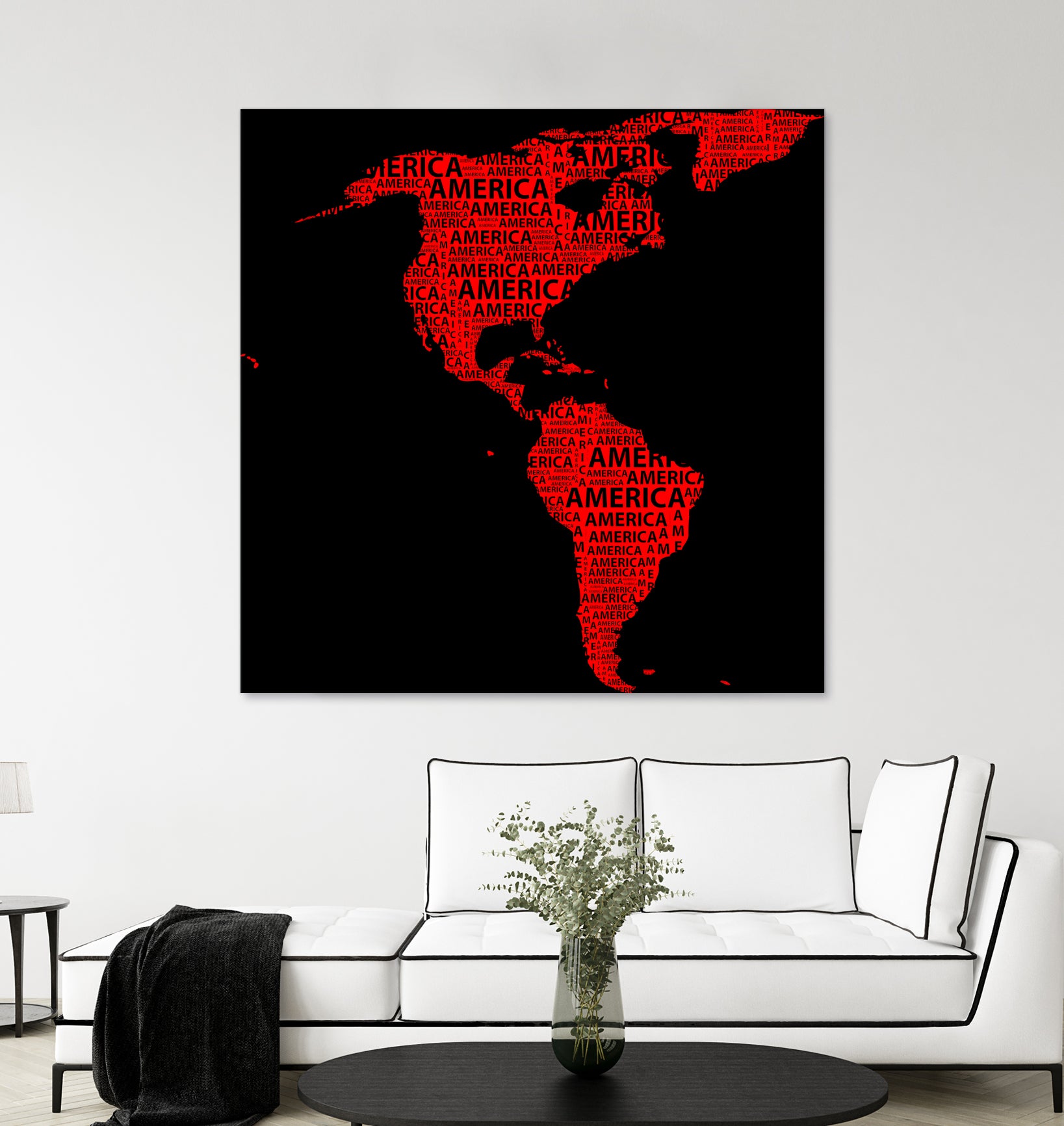 Map of continent America - illustration by Daniel Danco on GIANT ART - red vector illustration