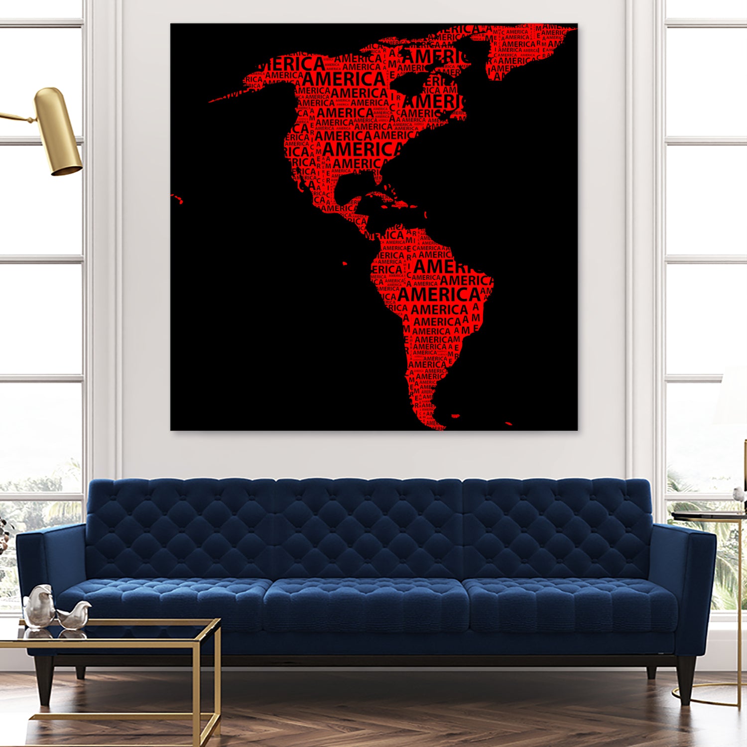 Map of continent America - illustration by Daniel Danco on GIANT ART - red vector illustration