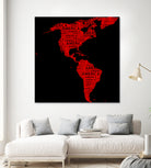 Map of continent America - illustration by Daniel Danco on GIANT ART - red vector illustration