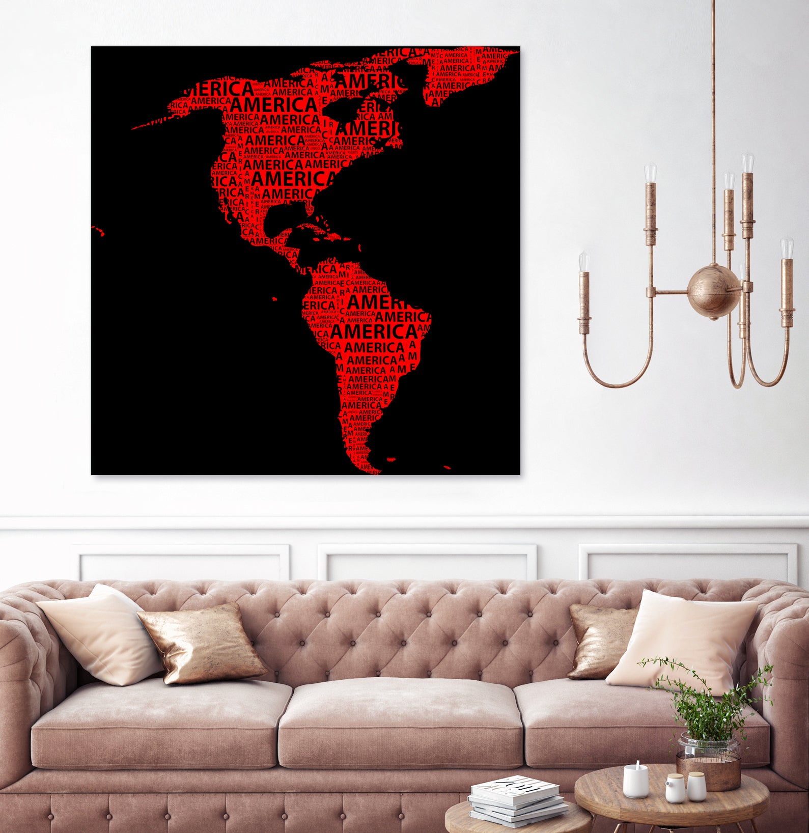 Map of continent America - illustration by Daniel Danco on GIANT ART - red vector illustration