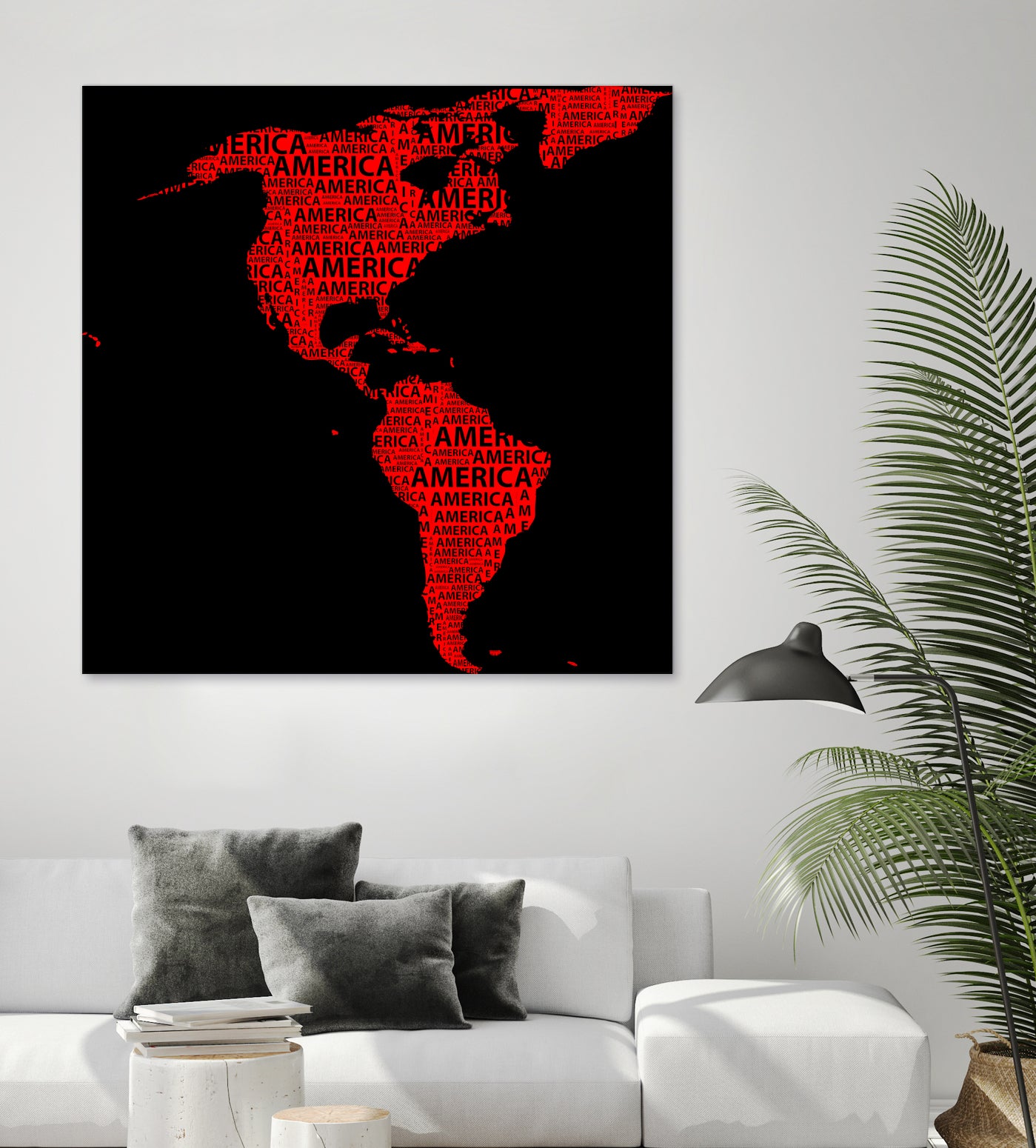 Map of continent America - illustration by Daniel Danco on GIANT ART - red vector illustration