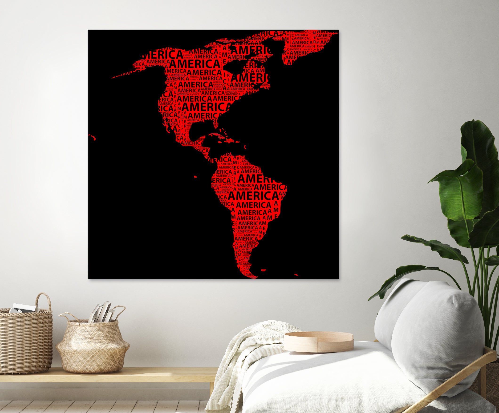 Map of continent America - illustration by Daniel Danco on GIANT ART - red vector illustration