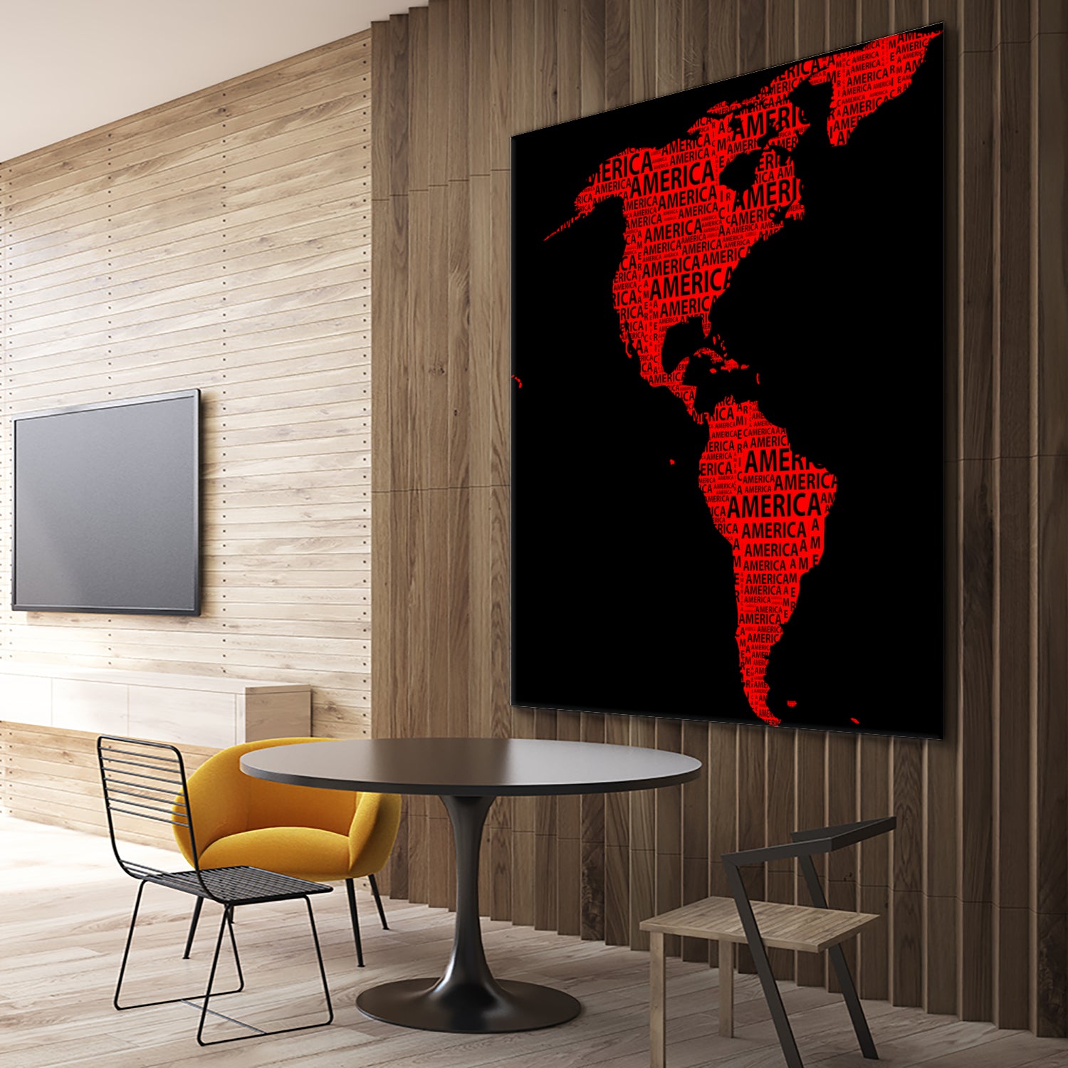 Map of continent America - illustration by Daniel Danco on GIANT ART - red vector illustration