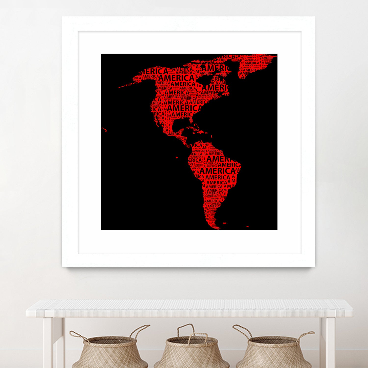 Map of continent America - illustration by Daniel Danco on GIANT ART - red vector illustration