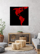 Map of continent America - illustration by Daniel Danco on GIANT ART - red vector illustration