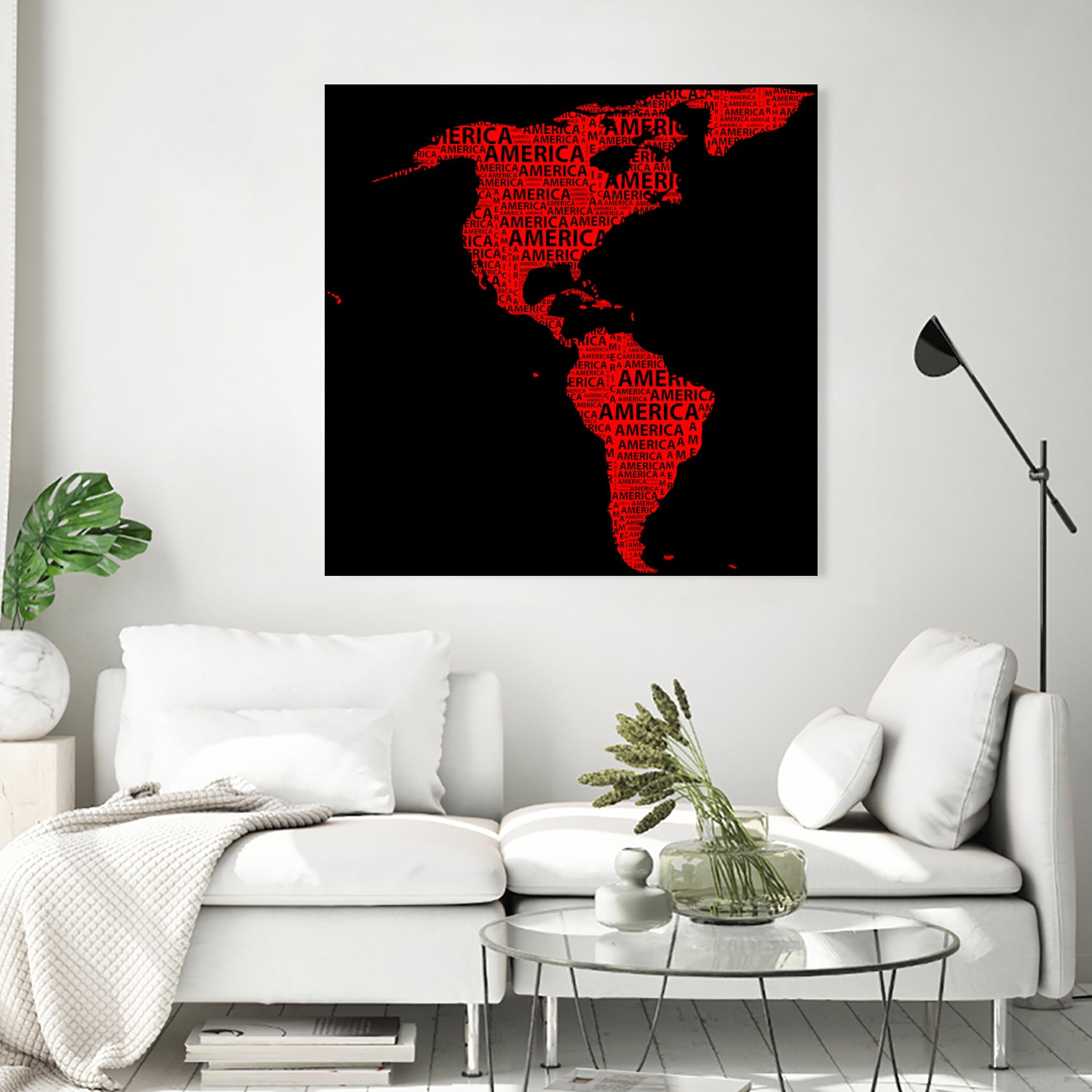 Map of continent America - illustration by Daniel Danco on GIANT ART - red vector illustration