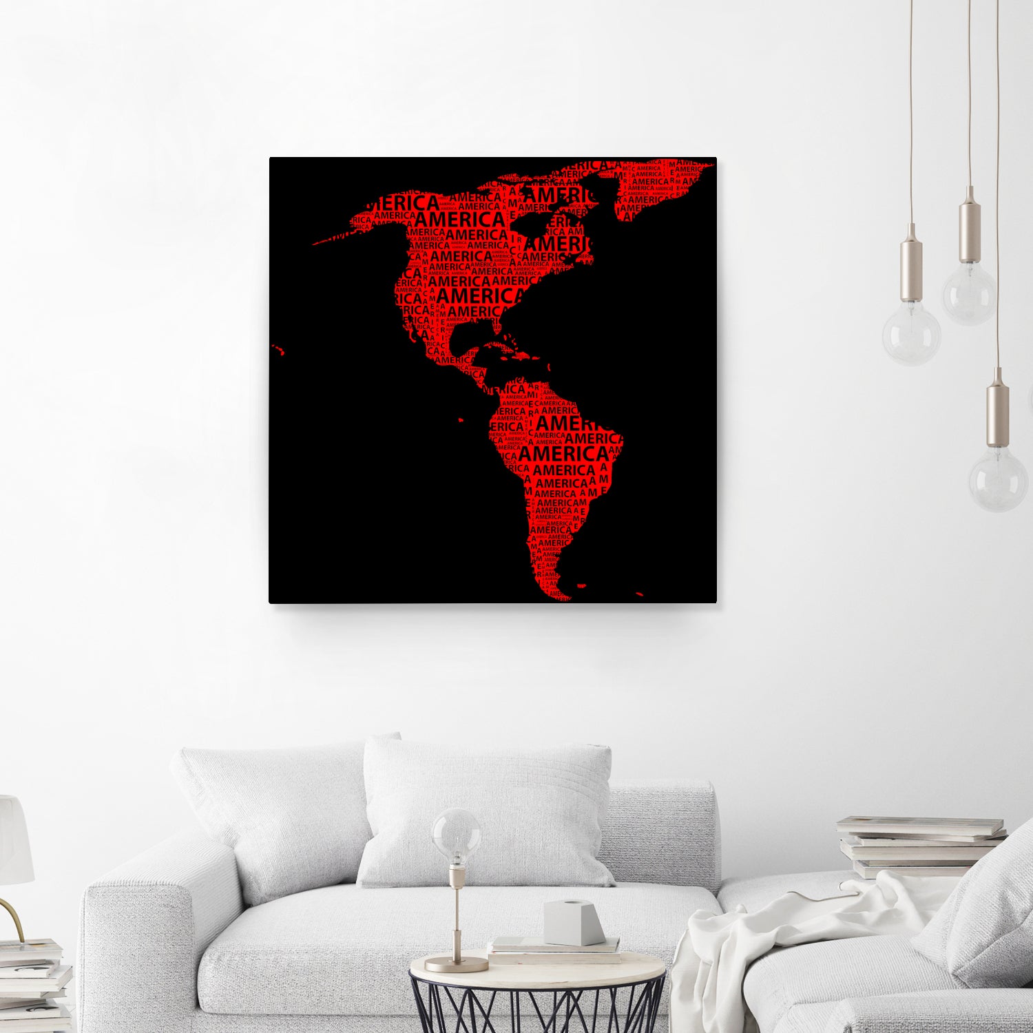 Map of continent America - illustration by Daniel Danco on GIANT ART - red vector illustration