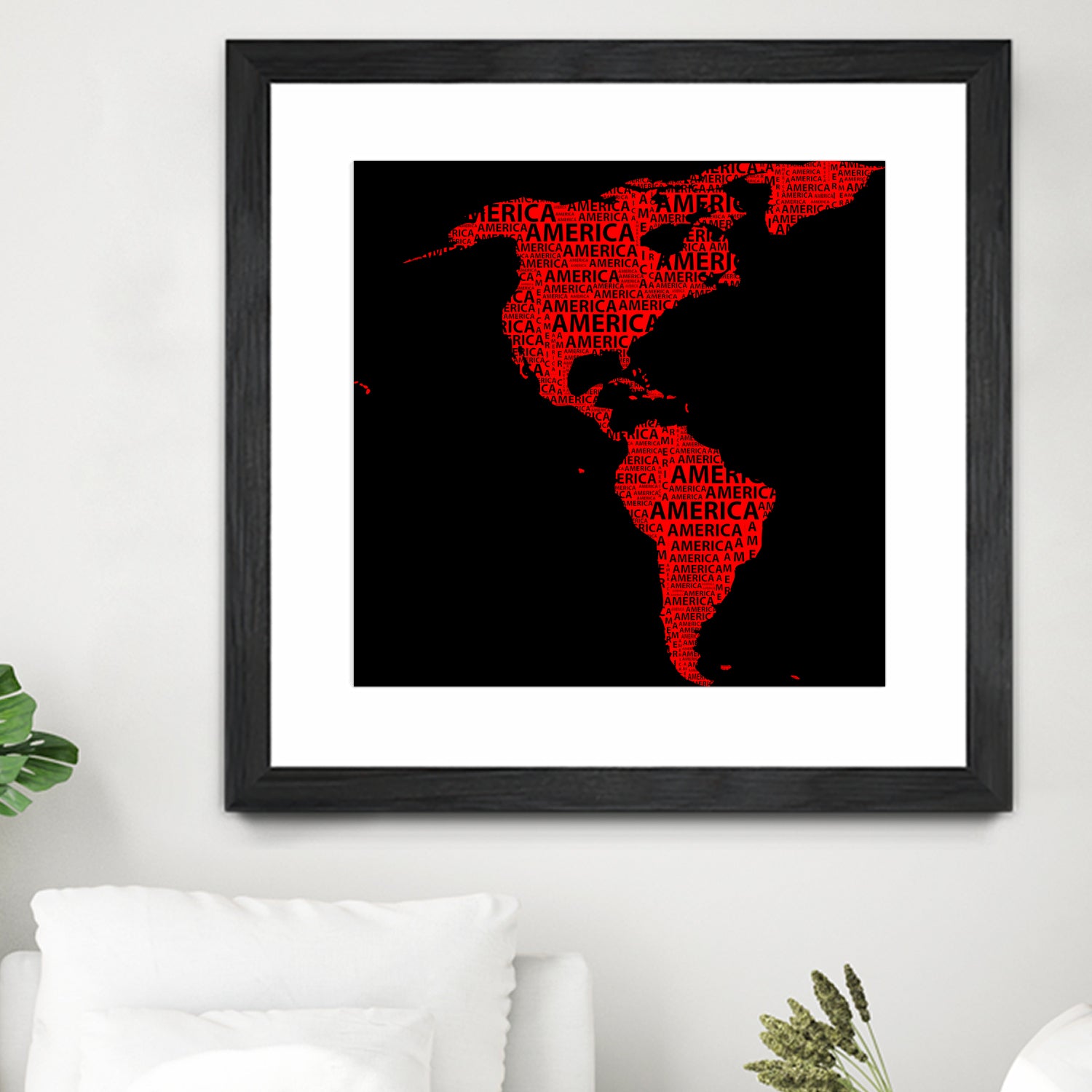 Map of continent America - illustration by Daniel Danco on GIANT ART - red vector illustration