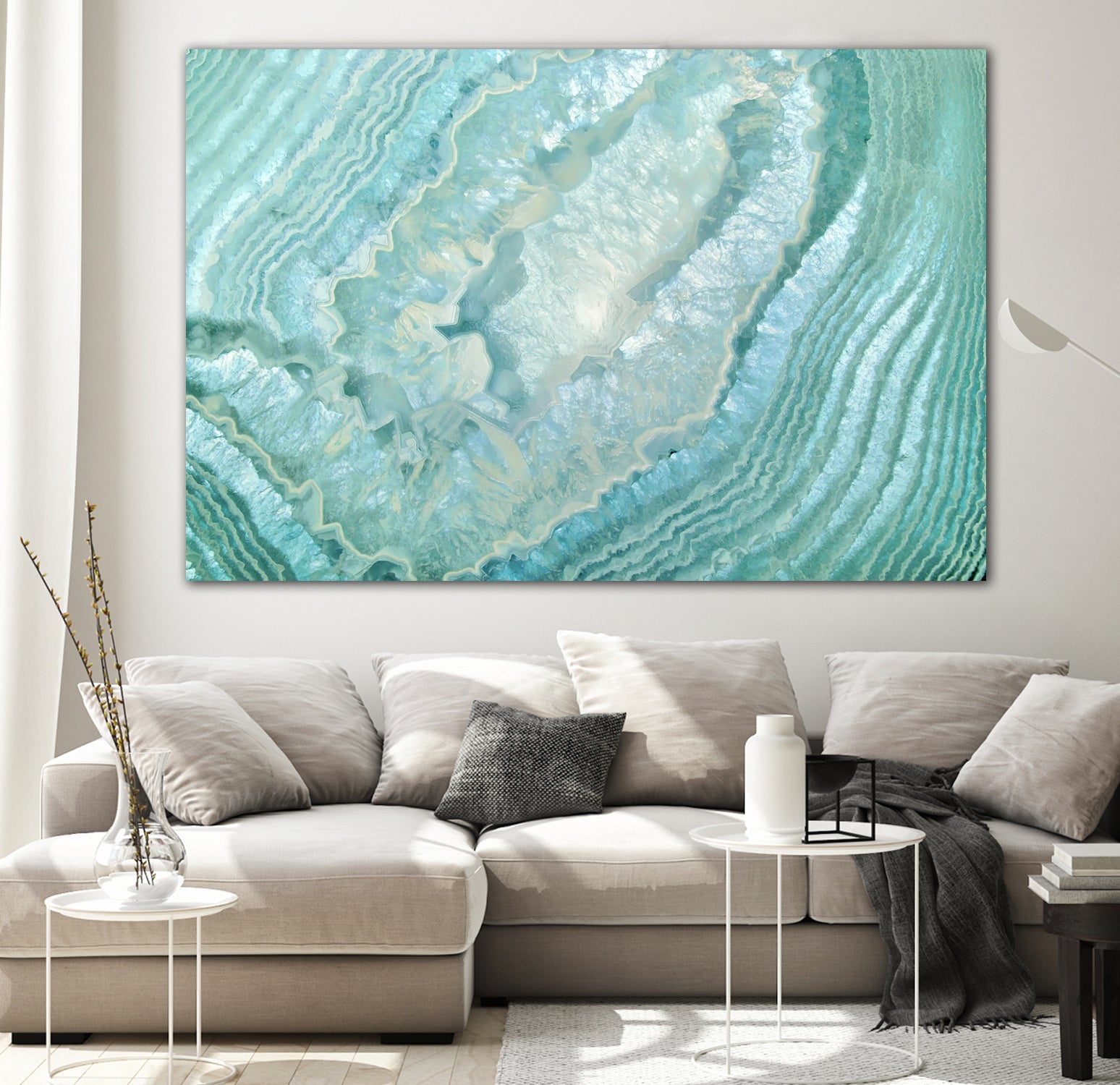 Aquamarine Pastel and Teal Agate Crystal by Mar Cantón on GIANT ART - white digital painting