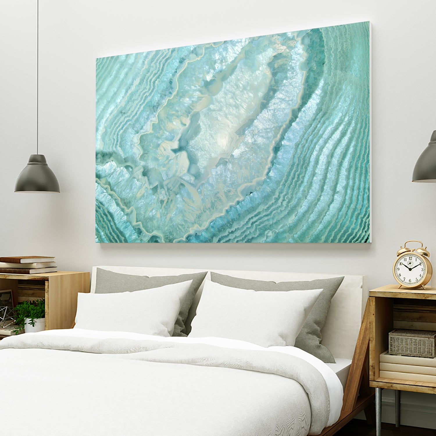 Aquamarine Pastel and Teal Agate Crystal by Mar Cantón on GIANT ART - white digital painting