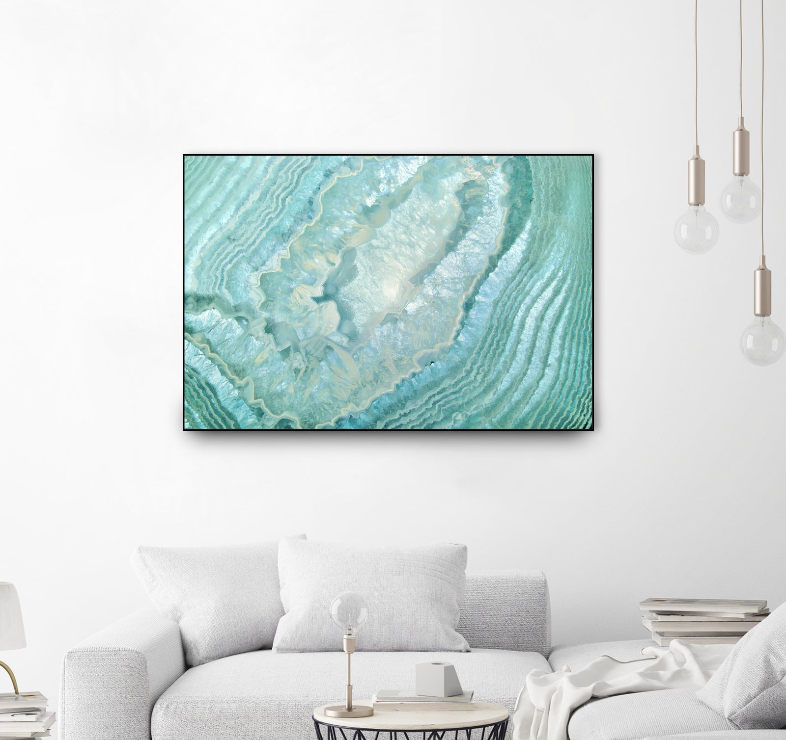 Aquamarine Pastel and Teal Agate Crystal by Mar Cantón on GIANT ART - white digital painting