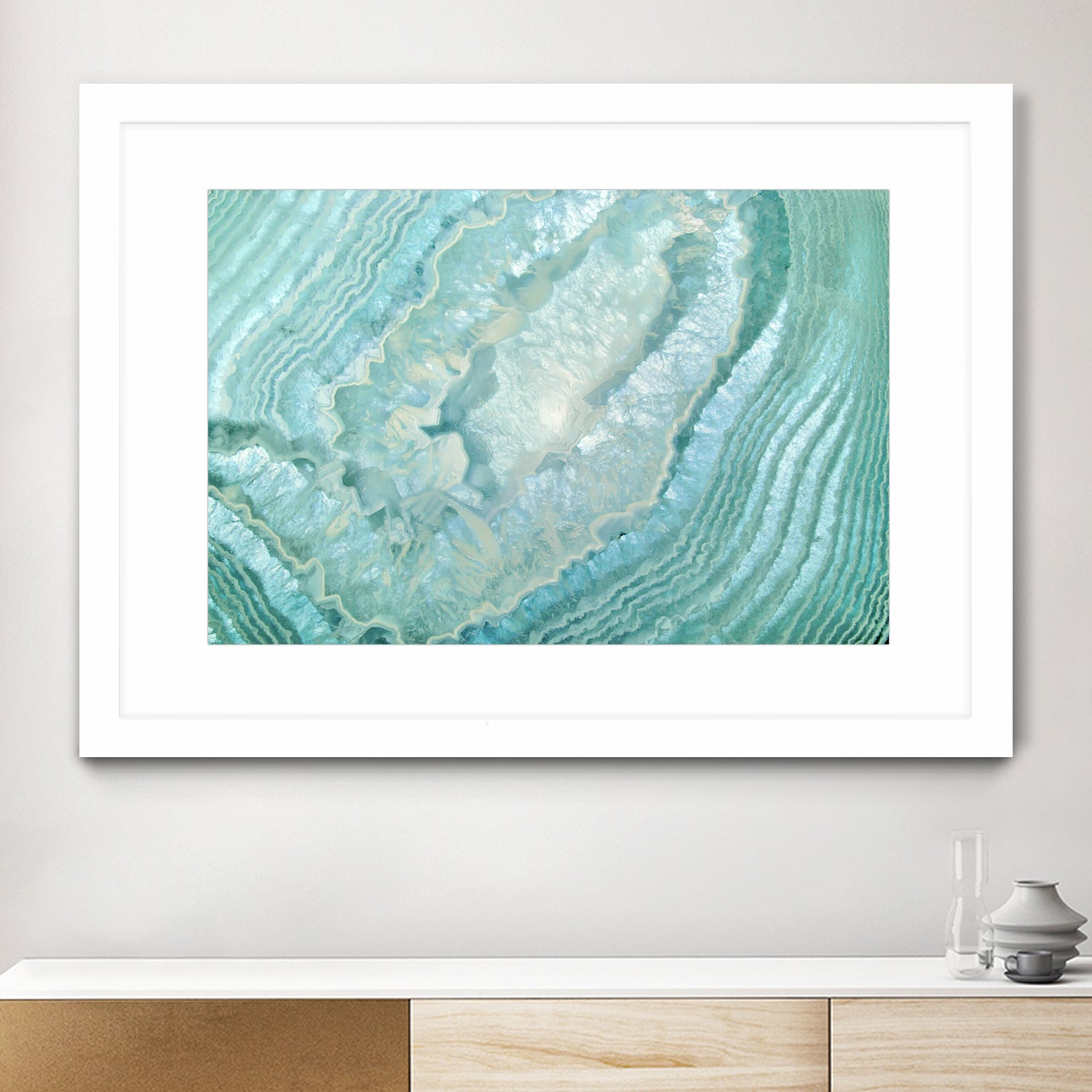 Aquamarine Pastel and Teal Agate Crystal by Mar Cantón on GIANT ART - white digital painting