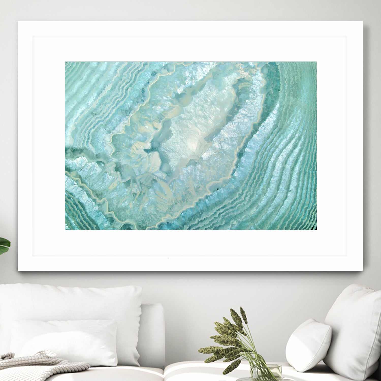 Aquamarine Pastel and Teal Agate Crystal by Mar Cantón on GIANT ART - white digital painting