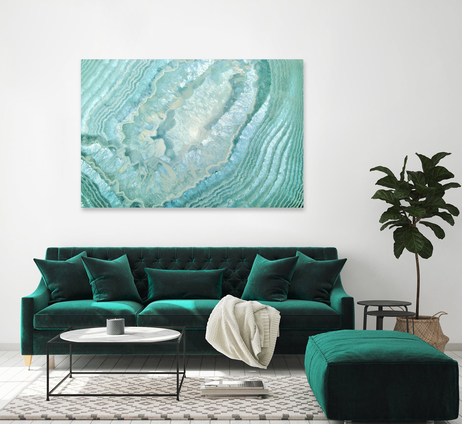Aquamarine Pastel and Teal Agate Crystal by Mar Cantón on GIANT ART - white digital painting