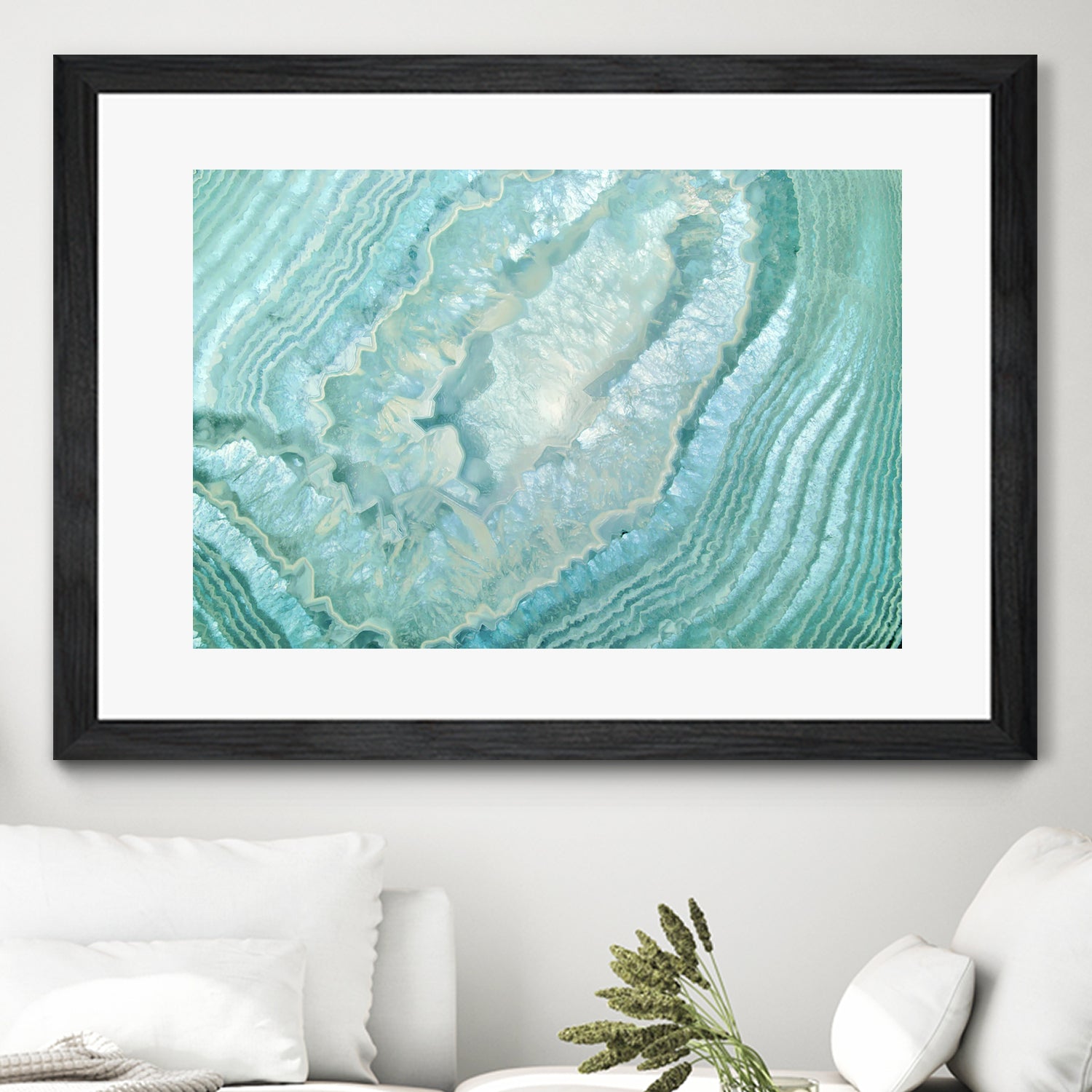 Aquamarine Pastel and Teal Agate Crystal by Mar Cantón on GIANT ART - white digital painting