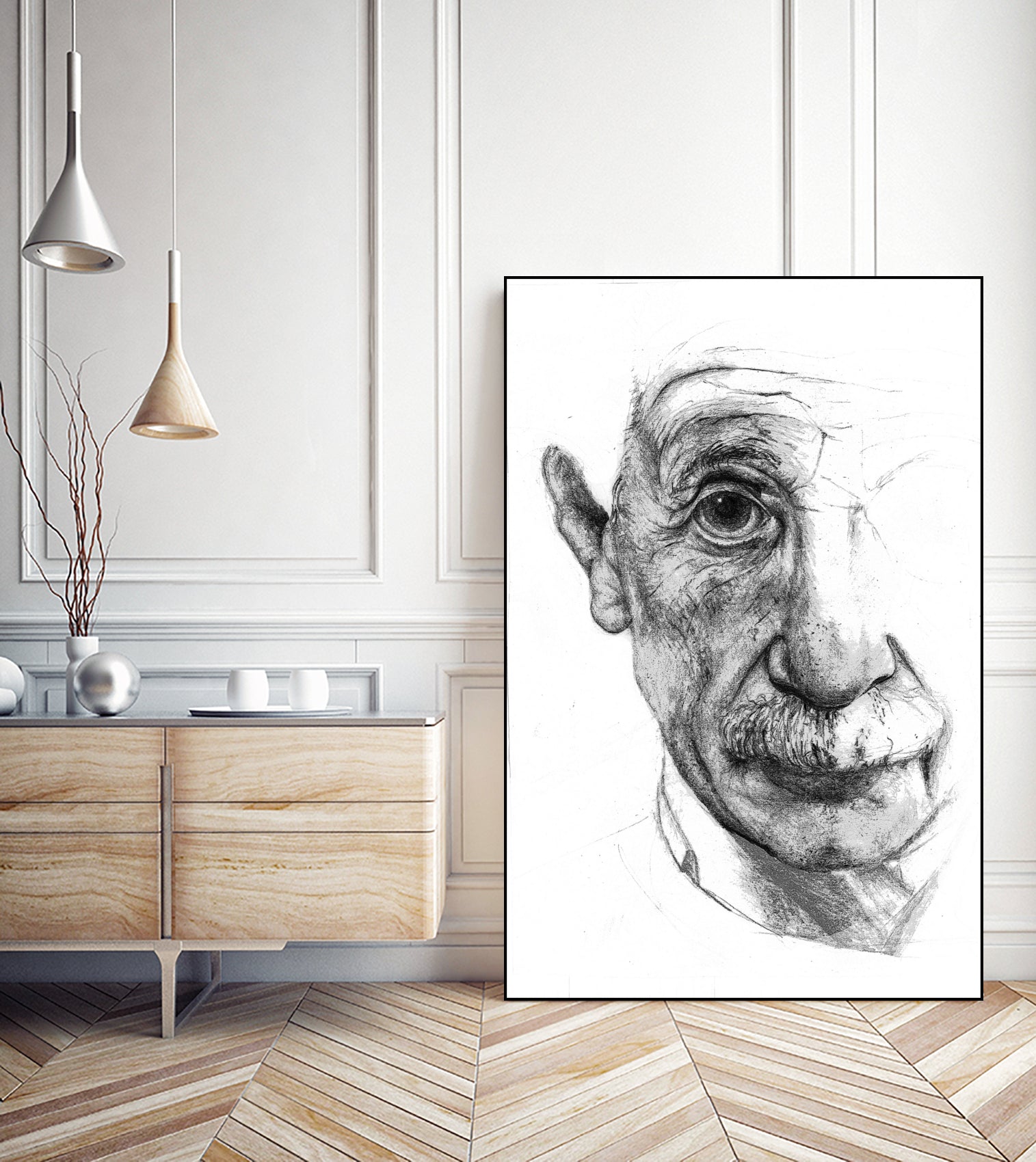 Einstein illustration by Charlotte Johnson on GIANT ART - gray digital drawing