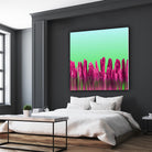 Vibrant Sunrise Cactus Landscape Glitch by Brigitte Carre on GIANT ART - green digital painting