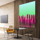 Vibrant Sunrise Cactus Landscape Glitch by Brigitte Carre on GIANT ART - green digital painting