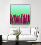 Vibrant Sunrise Cactus Landscape Glitch by Brigitte Carre on GIANT ART - green digital painting