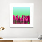 Vibrant Sunrise Cactus Landscape Glitch by Brigitte Carre on GIANT ART - green digital painting