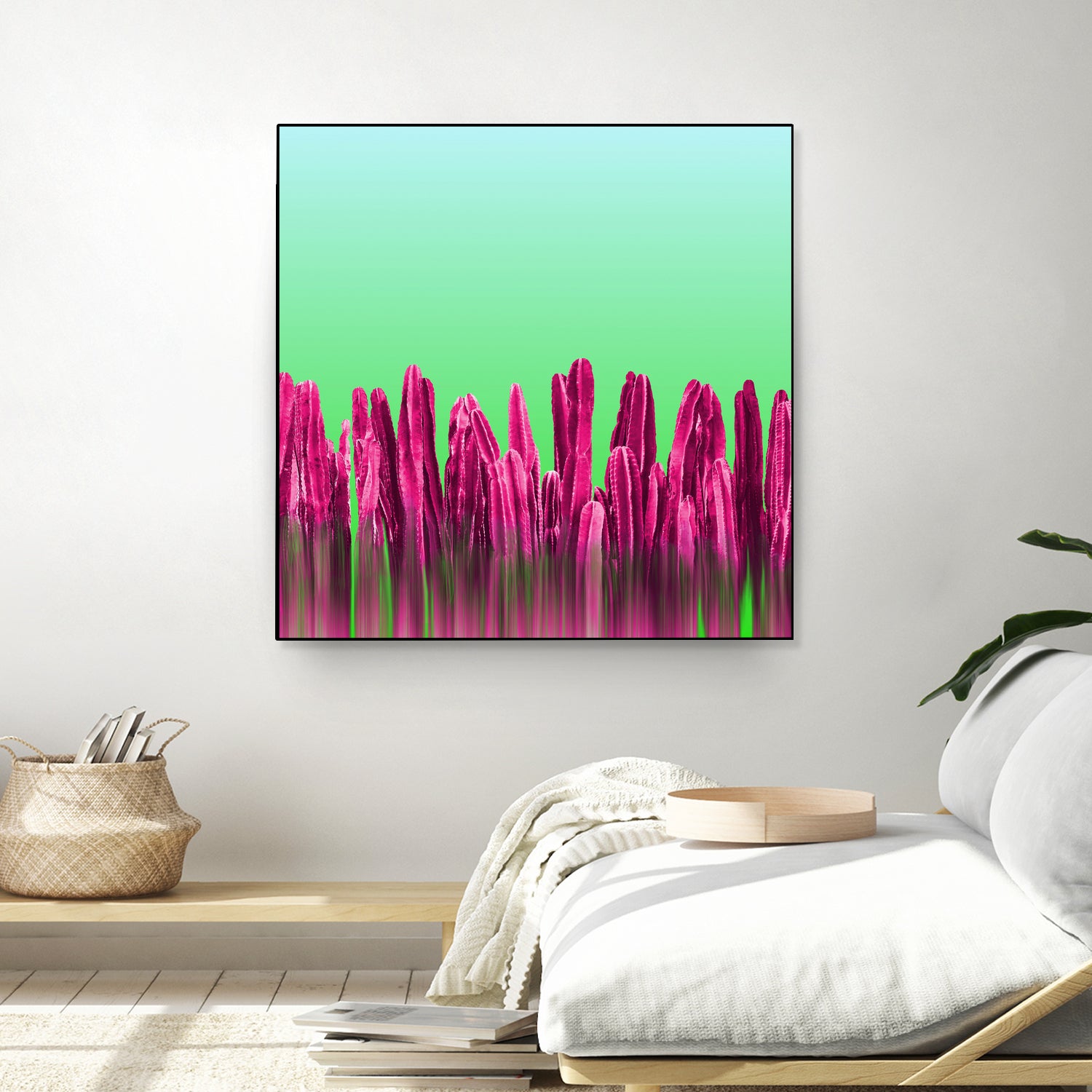 Vibrant Sunrise Cactus Landscape Glitch by Brigitte Carre on GIANT ART - green digital painting