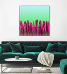 Vibrant Sunrise Cactus Landscape Glitch by Brigitte Carre on GIANT ART - green digital painting