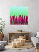Vibrant Sunrise Cactus Landscape Glitch by Brigitte Carre on GIANT ART - green digital painting