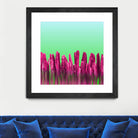 Vibrant Sunrise Cactus Landscape Glitch by Brigitte Carre on GIANT ART - green digital painting