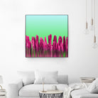 Vibrant Sunrise Cactus Landscape Glitch by Brigitte Carre on GIANT ART - green digital painting