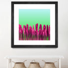 Vibrant Sunrise Cactus Landscape Glitch by Brigitte Carre on GIANT ART - green digital painting