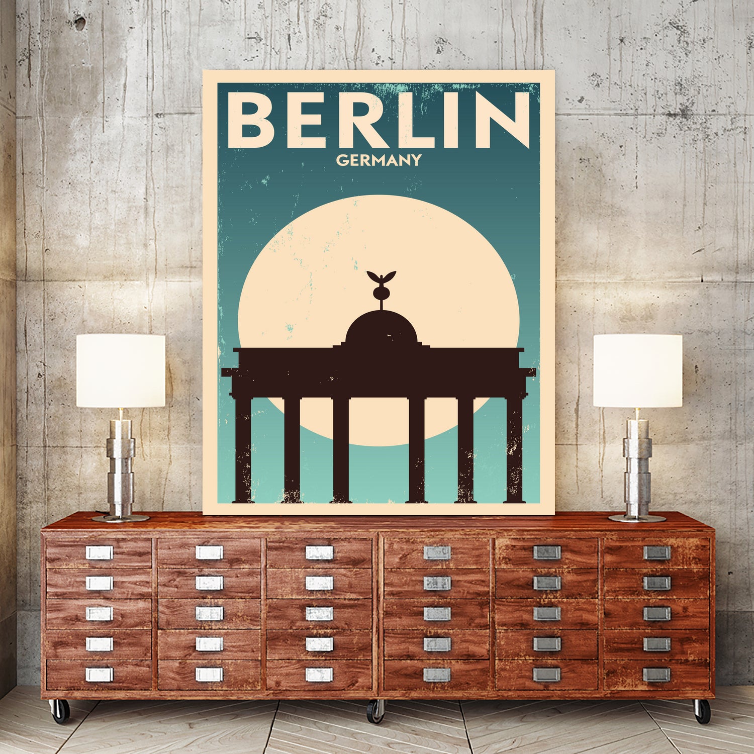 Retro Berlin Poster by Kursat Unsal on GIANT ART - white vector illustration
