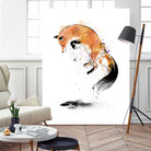 Red Fox jumping into Snow by Antonio Camarena on GIANT ART - white digital painting