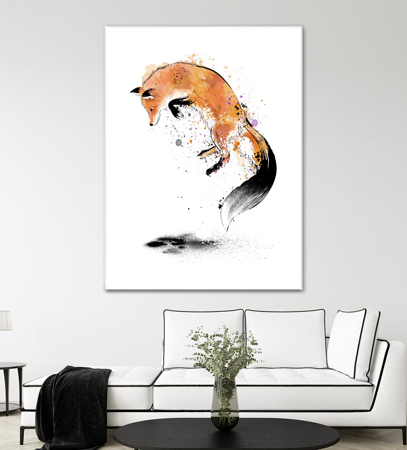 Red Fox jumping into Snow by Antonio Camarena on GIANT ART - white digital painting