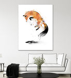 Red Fox jumping into Snow by Antonio Camarena on GIANT ART - white digital painting