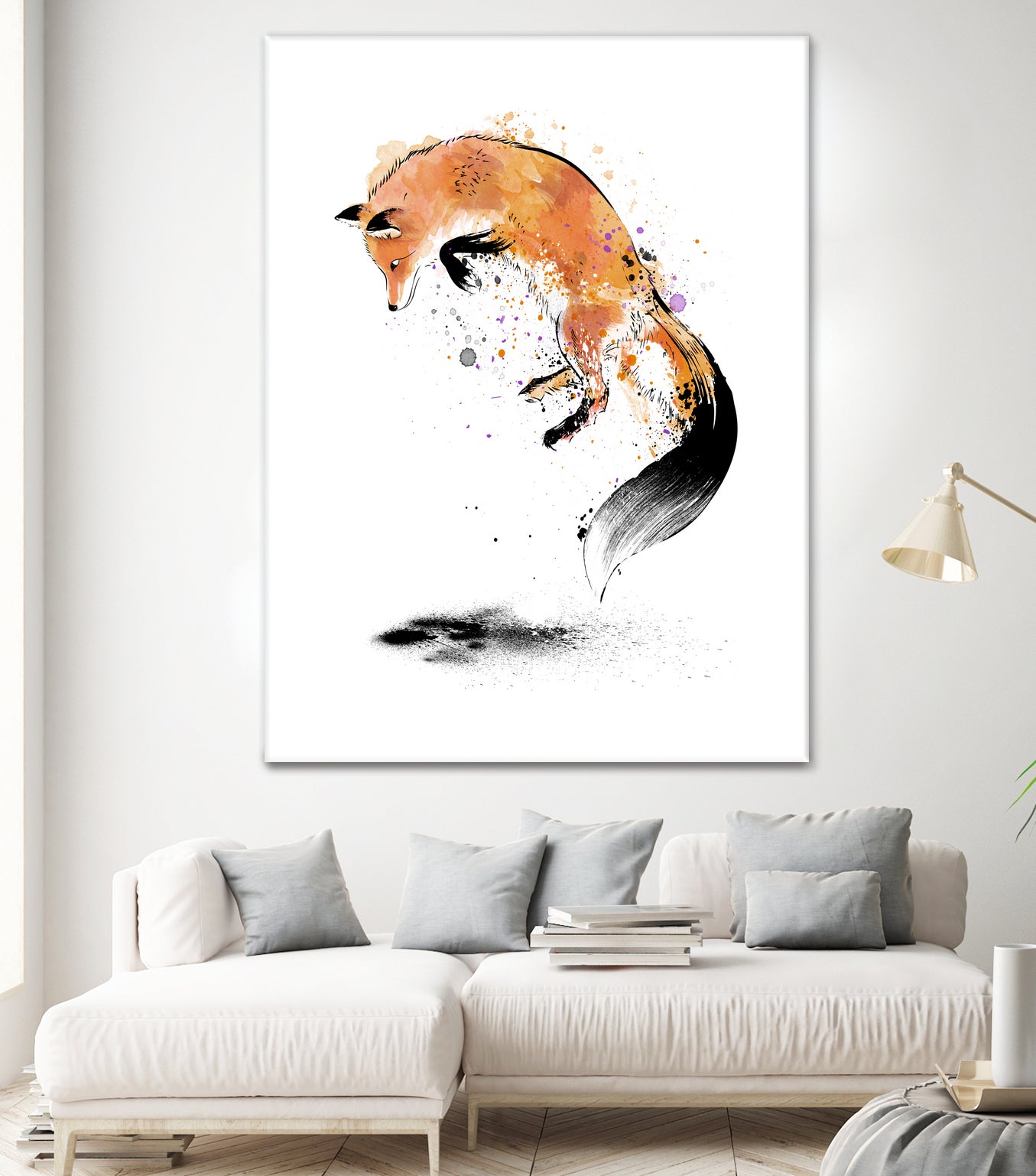 Red Fox jumping into Snow by Antonio Camarena on GIANT ART - white digital painting