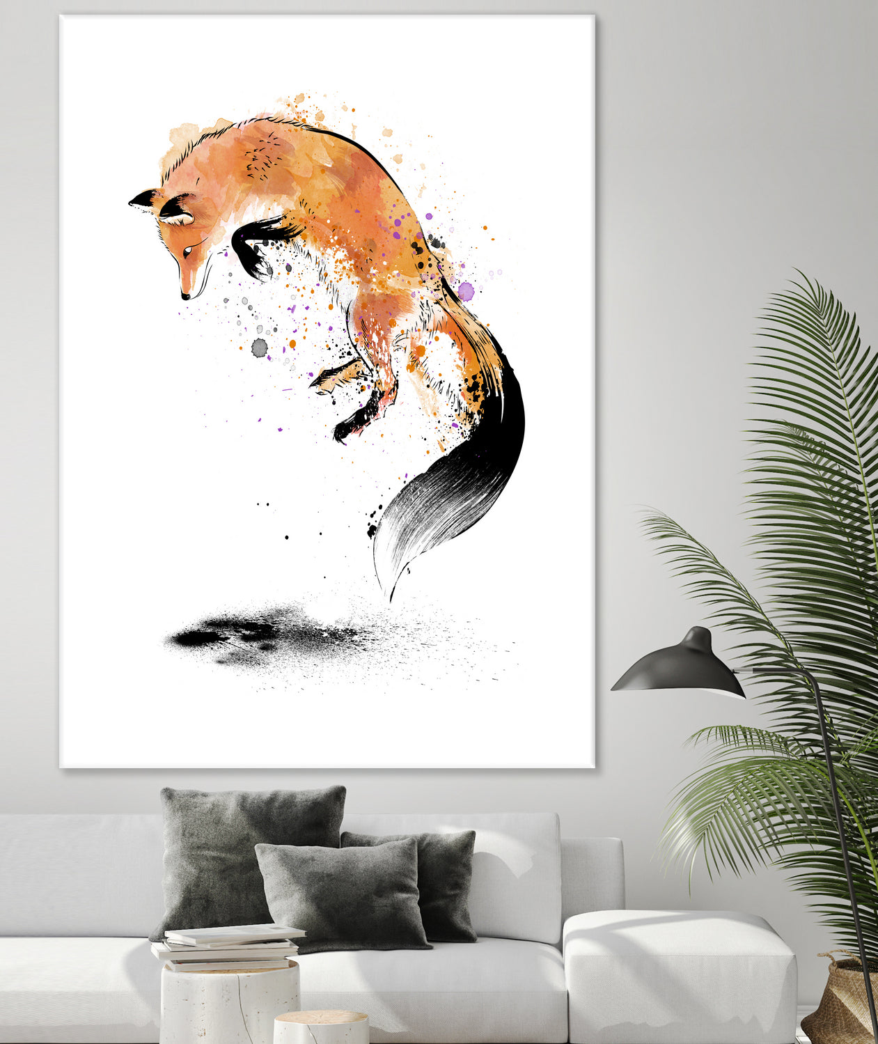 Red Fox jumping into Snow by Antonio Camarena on GIANT ART - white digital painting